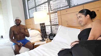 Play Mexican woman with big tits breaks her pussy in two with a black one