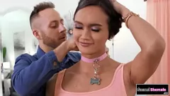 Play Andrea Zhay, the stunning Asian shemale, rides a small cock in a passionate shemale sex scene