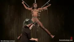 Play Claire Adams and Ana Foxxx in a Bizarre Lesbian Interracial Bondage Dungeon with Rough Dildo Play and Gagging