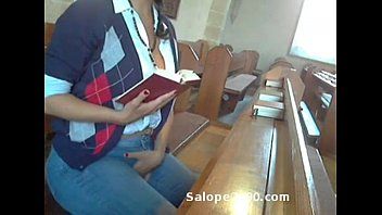 Play The whore masturbates at the library and introduces her anal